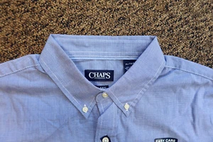 New Chaps Easy Care Men's Short Sleeve Button Down Shirt - Size XL - Blue - Picture 1 of 3