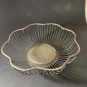 Versilberter Sockel Drahtkorb Blumenschale Vintage 648C - Bild 1 von 5