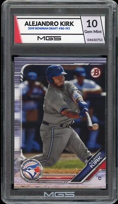 2019 Bowman Draft #BD-193 Alejandro Kirk ROOKIE CARD Graded 10 MGS Gem MINT - Image 1 of 2