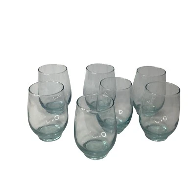 Vintage Roly Poly Libbey Tempo Juice Wine Glass Tumbler Aqua Blue Set Of 7 ‘70’s - Image 1 of 4