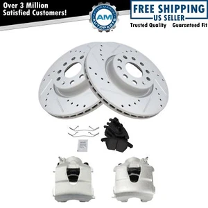 Front Brake Calipers Ceramic Pads Drilled Rotors for 09-11 A3 Quattro 11 Jetta - Picture 1 of 10