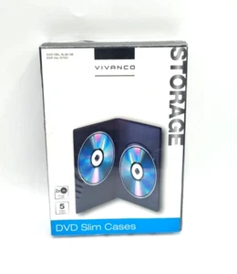 VIVANCO CD/DVD Slim Case, Custodia Protettiva per Disco 5B Nero, Confezione da 5 G656 - Foto 1 di 2