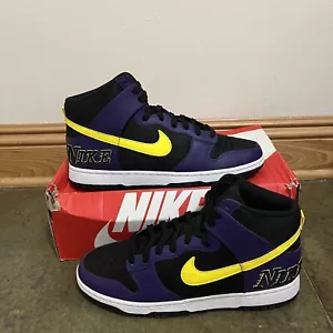 Size 12.5 - Nike Dunk High Premium EMB Lakers 2021 Brand New Og All - Picture 1 of 5