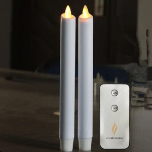Luminara LED Flameless Flickering Battery Taper Candles Timer White Set of 2 4 6 - Picture 1 of 16