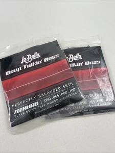 2er Pack La Bella 760NHBB Deep Talkin' Bass Schwarz Nylon Höfner Bass Saiten Set Neu - Bild 1 von 3