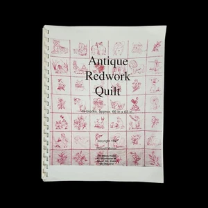 Antiker Redwork Quilt von Russell Moline 49 Blöcke 66 x 63 1997 Musterbuch - Bild 1 von 6