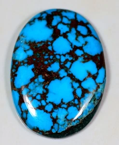 45 Kt 5X25X34 mm NATÜRLICHES BLAUES SPINNENNETZ TÜRKIS OVAL CABOCHON EDELSTEIN DA-66 - Bild 1 von 1