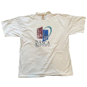 Vintage Nasca Peru T Shirt White Size Large Totem Tag Souvenir Vacation - Picture 1 of 4
