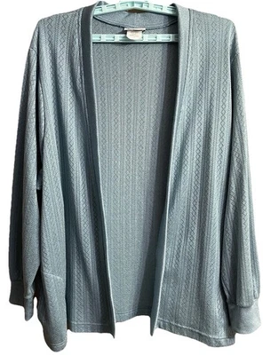 BonWorth женщин размер XL синий ребристый открытый передний вязаный кардиган свитер карманы - Изображение 1 из 4