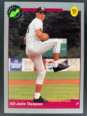 Tarjeta de béisbol 1991 Classic Draft Picks Justin Thompson #28 - lanzador Foto 1 de 2