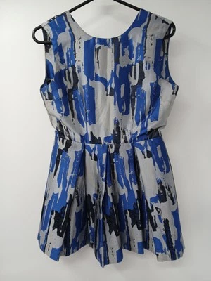 AQAQ Uropa Mini Dress Abstract Blue Grey UK10 Polyester - Image 1 of 4