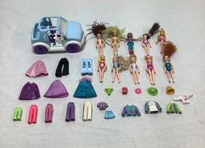Polly Pocket Lot 10 dolls Jeep clothes skis vintage toys mini - Picture 1 of 14
