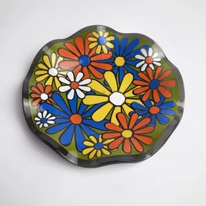Cenicero pequeño plato con volantes flores mediados de siglo moderno años 70 - Imagen 1 de 6