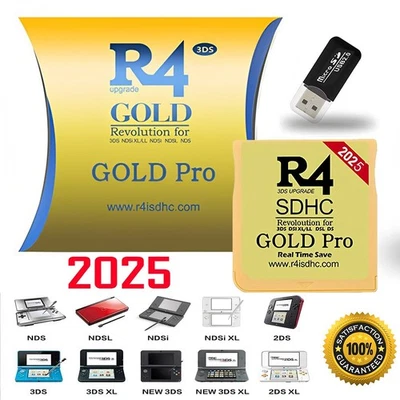  R4 Gold Pro SDHC R4i For DS/NDS/3DS/2DS Revolution Cartridge 2025 New Version  - Image 1 of 4