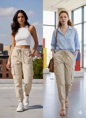 Blank NYC drawstring cargo pants joggers Sz 30 NWT In Beige Streetwear Casual - Image 1 of 4