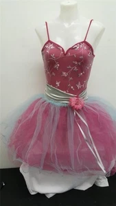 Tanzkostüm groß Kind rosa Vorhang Call E242 Ballett Spitze YAGP Blumen Tutu - Bild 1 von 3
