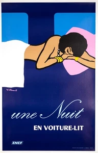UNE NUIT BY VILLEMOT – ORIGINAL 1ST PRINTING – FRENCH RAILWAYS (SNCF) POSTER - Picture 1 of 4