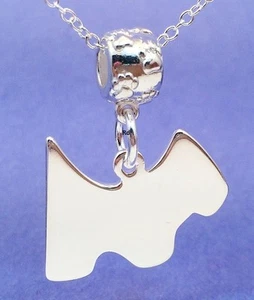 Adorable Scottie Sterling Silver Pendant -Paw Print Slider on Silver Necklace - Picture 1 of 2