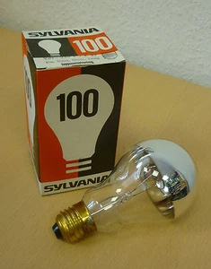 SYLVANIA Glühlampe E27 100W klar Kuppe SILBER Kuppenverspiegelt kopfspiegel - Bild 1 von 4