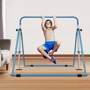 Blau Turnstangen für Kinder 100 kg Tragfähigkeit Höhenverstellbar Turngerät - Bild 1 von 13