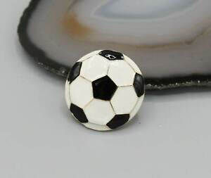 Soccer ball sport black white yellow gold tone pin brooch fun fashion