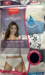 Hanes Ultimate Cotton Comfort Soft Hi-Cut Panties 5 Pairs Size 8 Or XL - Picture 1 of 1