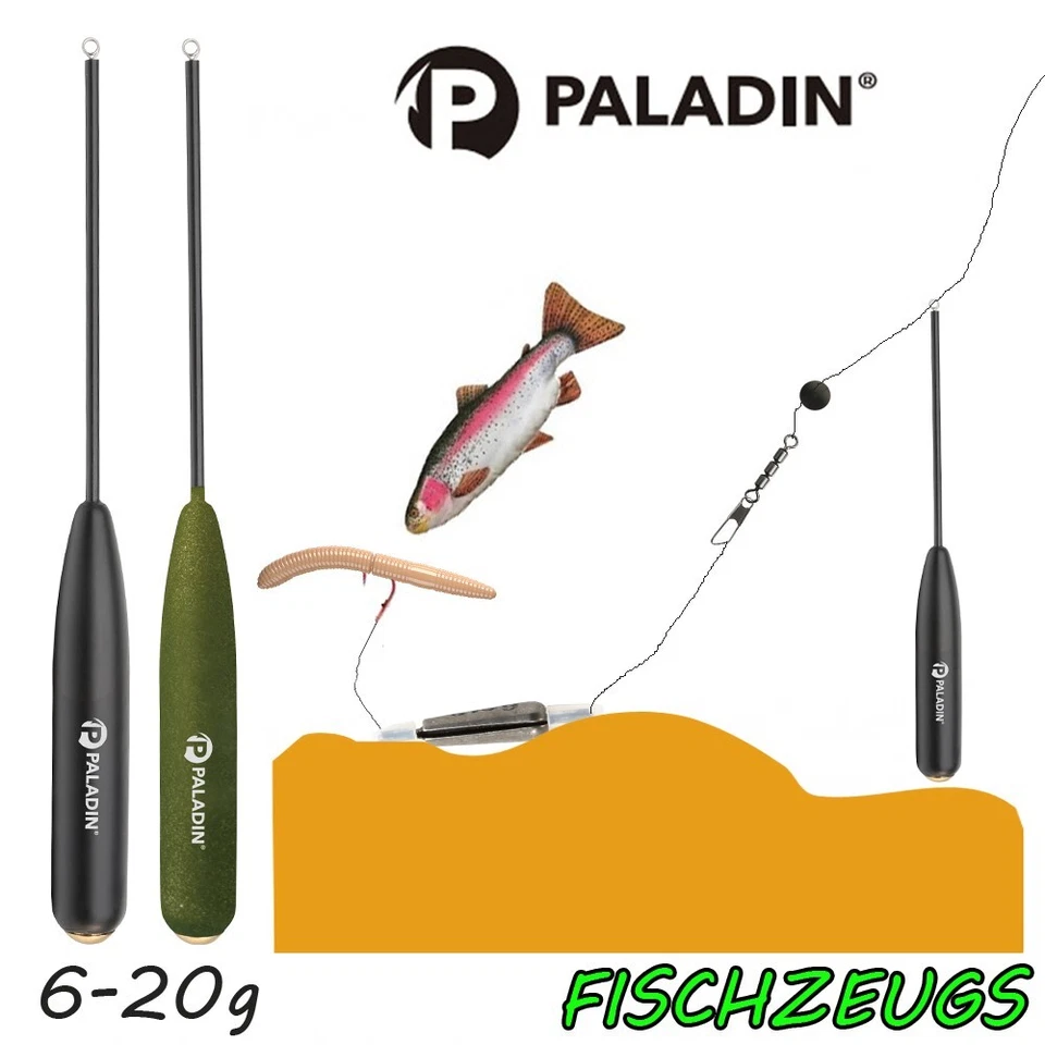 Paladin Bodentaster aus Rohacell 6-20g Grund Lures Forellenteig Grün Schwarz - Bild 1 von 1
