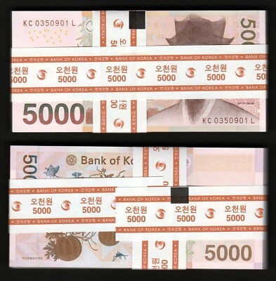 Korea South 2007 P-55 5000 Won UNC Lot 100 Pcs 1 Bundle - Image 1 of 4