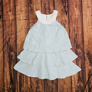 ISOBELLA & CHLOE Girl's Light Blue and Ivory Tiered Ruffles Dress Size 7 - Picture 1 of 6