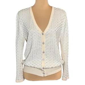 Vintage St.John Abend Strickjacke Gr.8 creme Strick Strass Old Money Preppy Chic - Bild 1 von 12