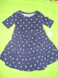 NUEVO CON ETIQUETAS ~ Vestido Manga Corta Estampado Azul Marino Bebé Antiguo ~ Talla 18-24 M ~ Precio de venta sugerido por el fabricante $16.94. - Imagen 1 de 2