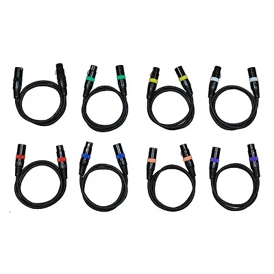 AUDIO2000'S 8 Pack 3ft XLR Male to Female Shield Microphone Cable E02103E8
