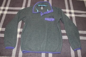 VTG Patagonia Synchilla Jacket Womens Small S Purple Gray Snap T Fleece Pullover - Picture 1 of 6