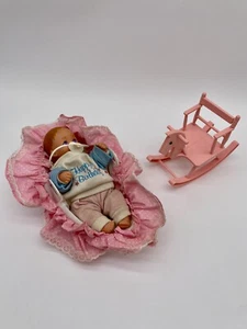 Vtg Lewis Galoob Bouncin Babies Doll Violet Eyes 1988 Pink Rocking Horse - Picture 1 of 19