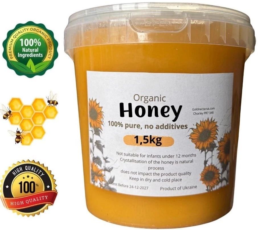 1.5kg HONEY WILDFLOWER 100% ORGANIC NATURAL PURE RAW  CREAMY /UNPROCESSED  - Image 1 of 4