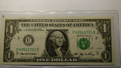 2006 $1.00 FRN ~ FANCY Serial Number ~ Philadelphia  C43511721E Circulated. - Image 1 of 2