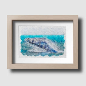 Blauwal Meer Wildtiere Aquarell Skizze Wandbild Druck ungerahmtes Bild Deko - Bild 1 von 3