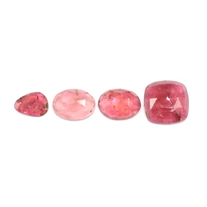 Natural Pink Tourmaline Rosecut Lot 7.75 Cts 6x8 mm to 11x11 mm Tourmaline Stone - Picture 1 of 8