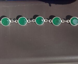 Untreated/Natural Emeralds & 925-Silver Tennis Bracelet