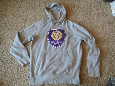 MLS ORLANDO CITY SC  gray HOODED hoodie SWEATSHIRT soccer Antigua, Medium Cover