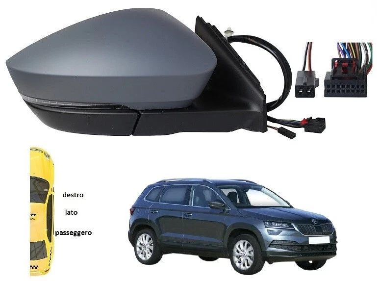 SPECCHIO RETROVISORE DX 11+2PIN ELETTRICO RIBALTABILE SKODA KAROQ 2017-2021 BLIS - Immagine 1 di 1