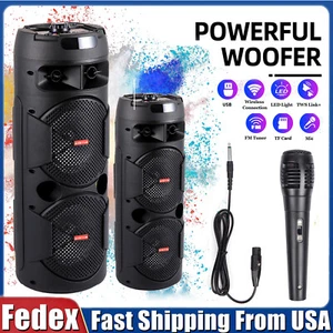Portable Bluetooth Speaker Sub woofer Heavy Bass Sound Party System With Mic - Photo 1 sur 15