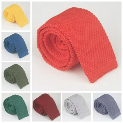 Fashion Men's Candy Color Skinny Tie Knit Knitted Tie Necktie Narrow Slim Woven - Image 1 of 2