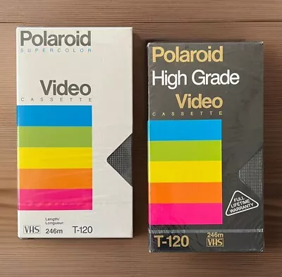 Cintas VHS en blanco Polaroid T-120 NUEVAS, SELLADAS DE FÁBRICA - Lote de 2 Foto 1 de 4