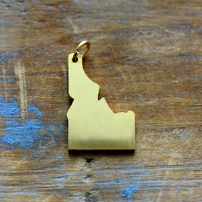 Dije del Estado de Idaho - Colgante de acero inoxidable enchapado en oro de 24k cepillado - Mínimo Foto 1 de 3