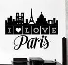 Wall Decal Paris France Quote I Love Paris Eiffel Tower Vinyl Decal (z3139)