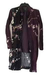 Citron Silk Flower Art Design Blouse sz.S - Picture 1 of 7