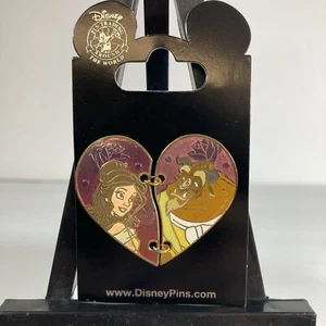 Disney Parks Pin Beauty And The Beast 2 Piece Heart Joined - Picture 1 of 2