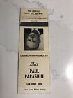 Couverture de livre d'allumettes du Parti libéral Paul Parashin 1962 Élections Canada Winnipeg-Nord
