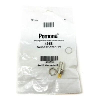 Pomona 4958 Female Socket and Male Pin RF Coaxial Connector Twin AX Bulkhead - Image 1 of 4